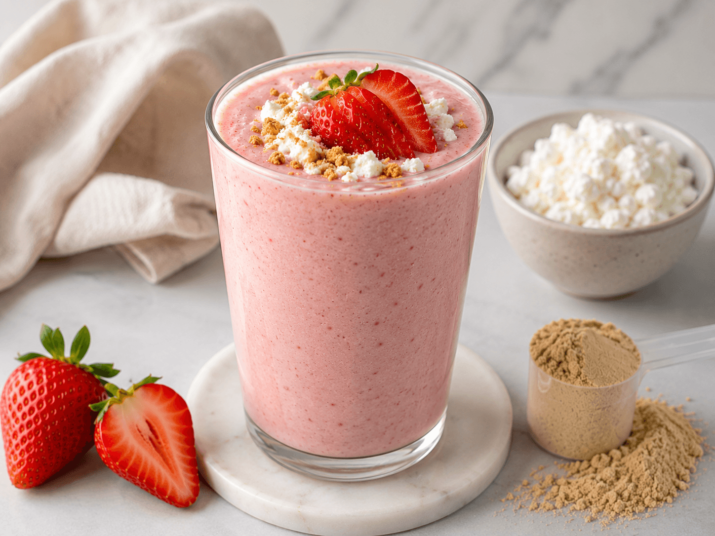 Strawberry Cheesecake Protein Smoothie