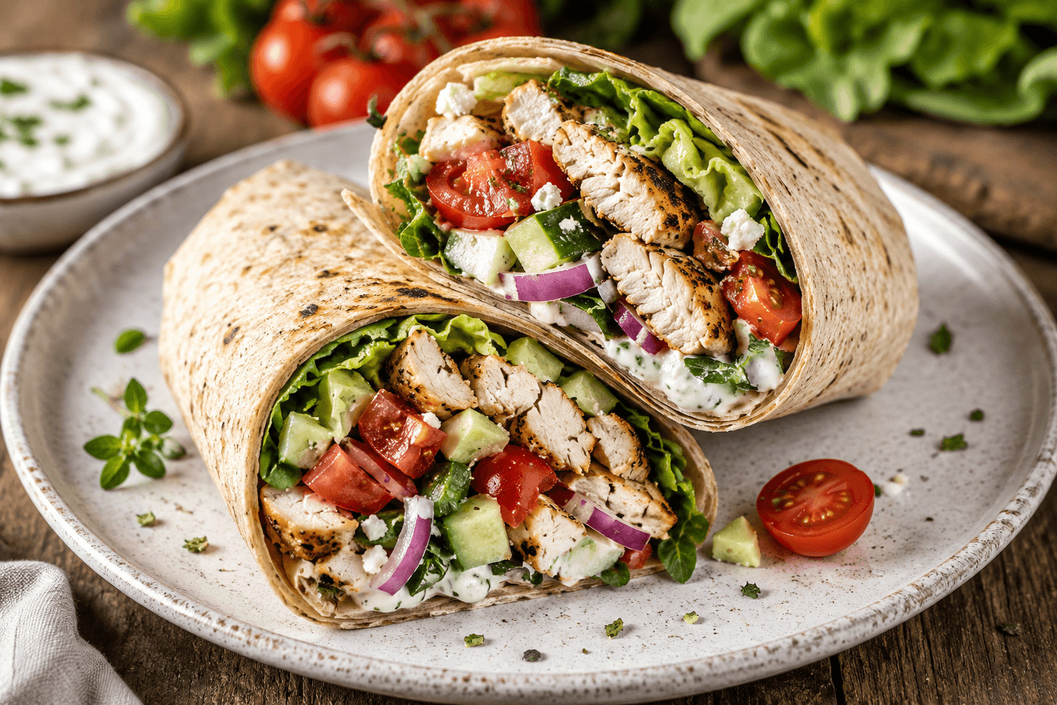 Mediterranean Style Chicken Wrap