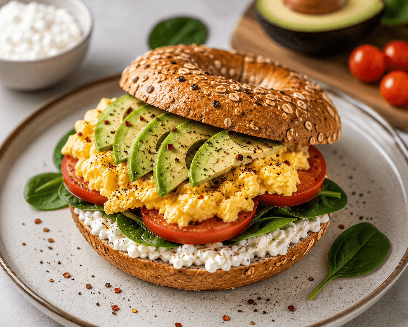 Cottage Cheese Breakfast Bagel