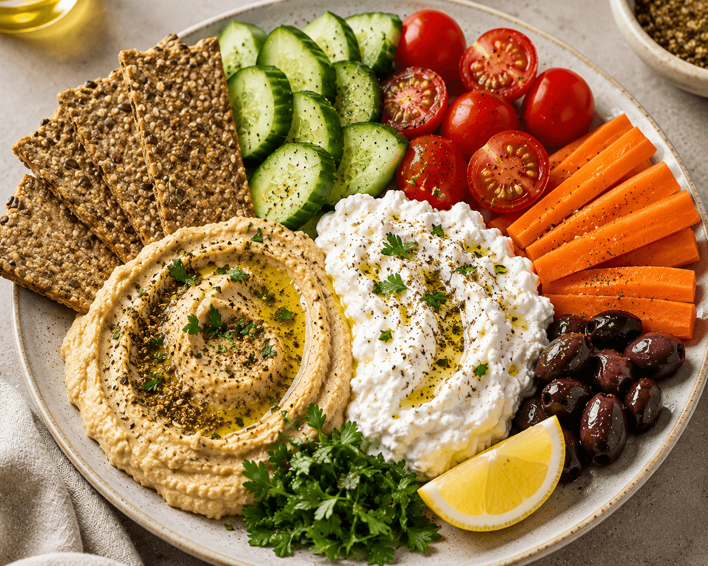 Mediterranean Hummus Protein Plate